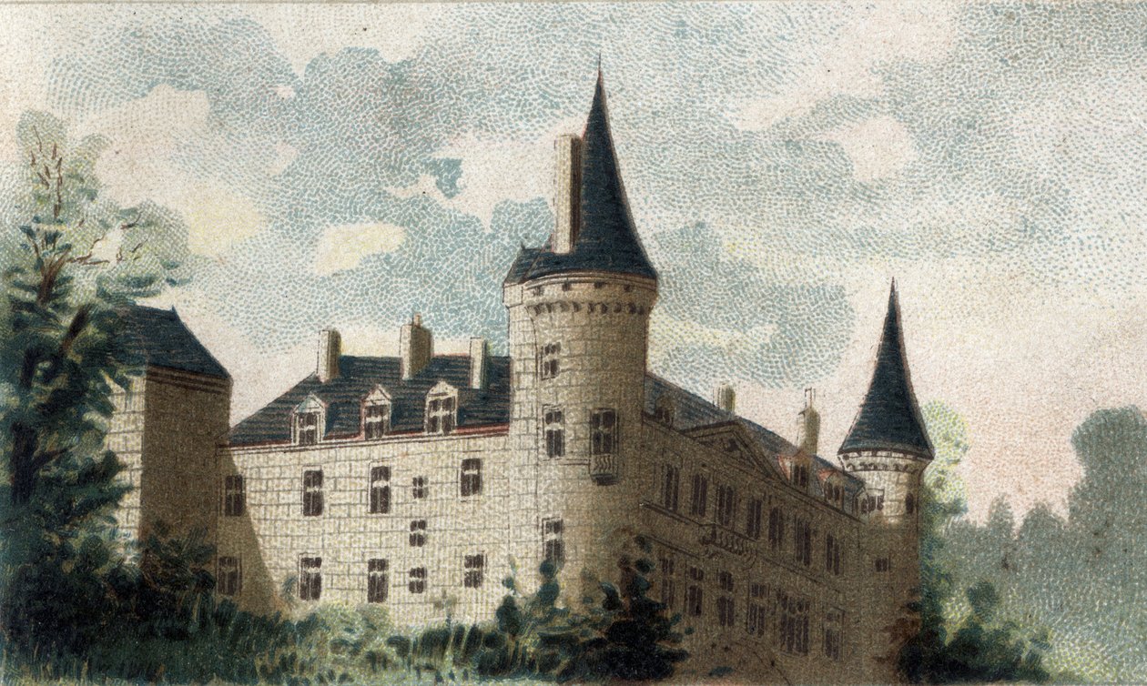kilátás a Bazoches (Nievre) várra. alkotó: French School