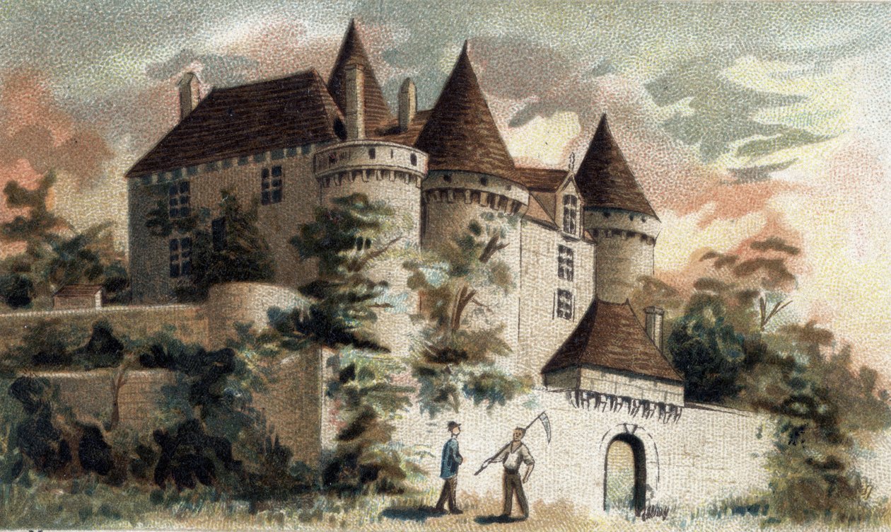 Fenelon kastélyának kilátása a Dordogne-ban. alkotó: French School