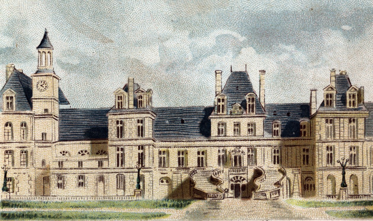 kilátás Fontainebleau kastélyára (Seine és Marne). alkotó: French School