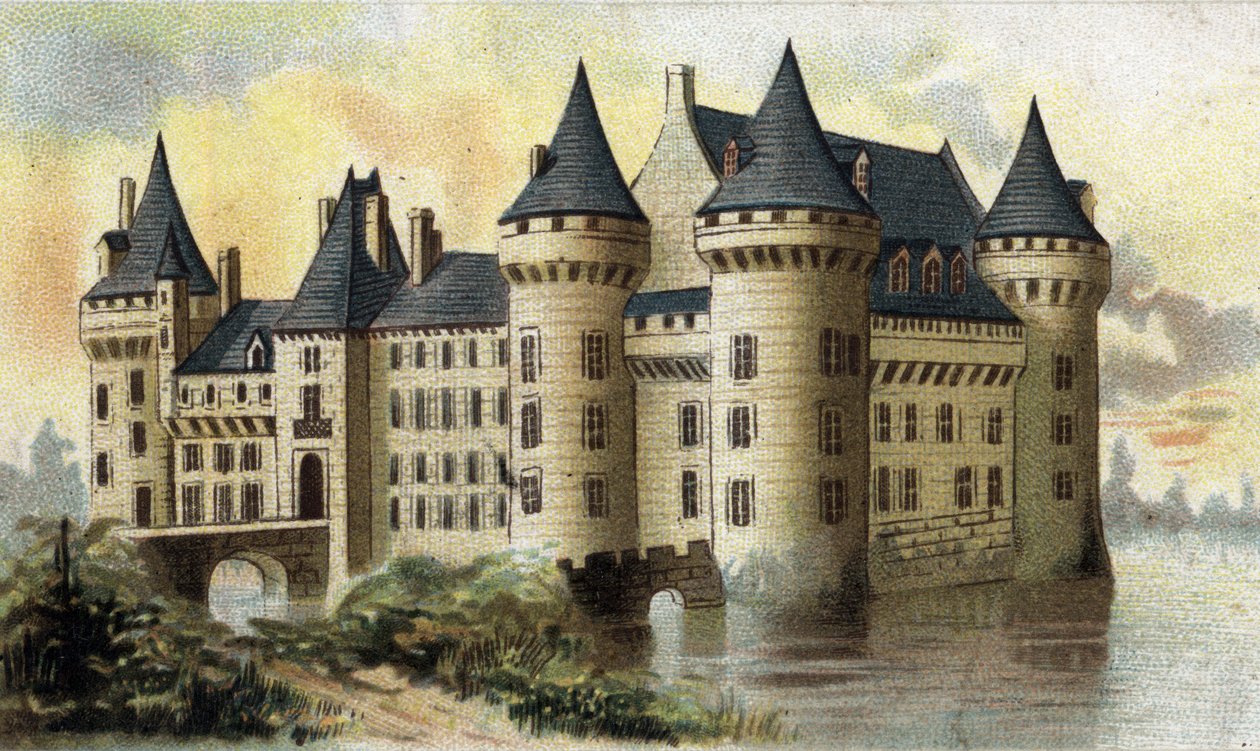 kilátás Sully (Loiret) kastélyára. alkotó: French School