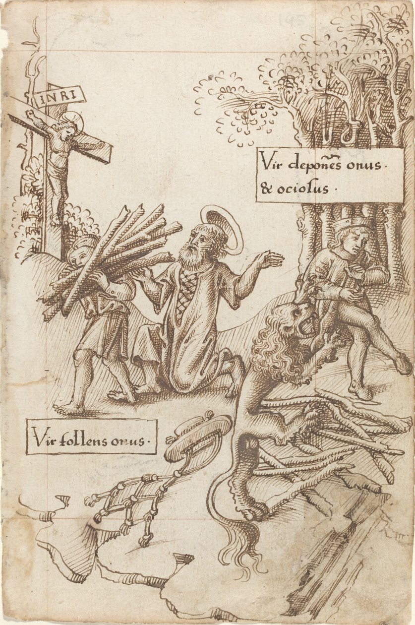 „Aki felveszi a terhét, annak segíts, ne annak, aki lerakja” [fol. 31 recto] alkotó: French early 16th Century
