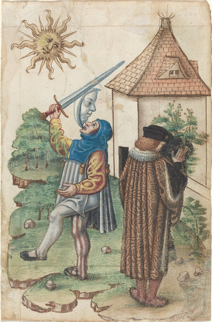 „Ne beszélj a Nap ellen” és „Ne csinálj vizet a Nap felé” [fol. 39 recto] alkotó: French early 16th Century