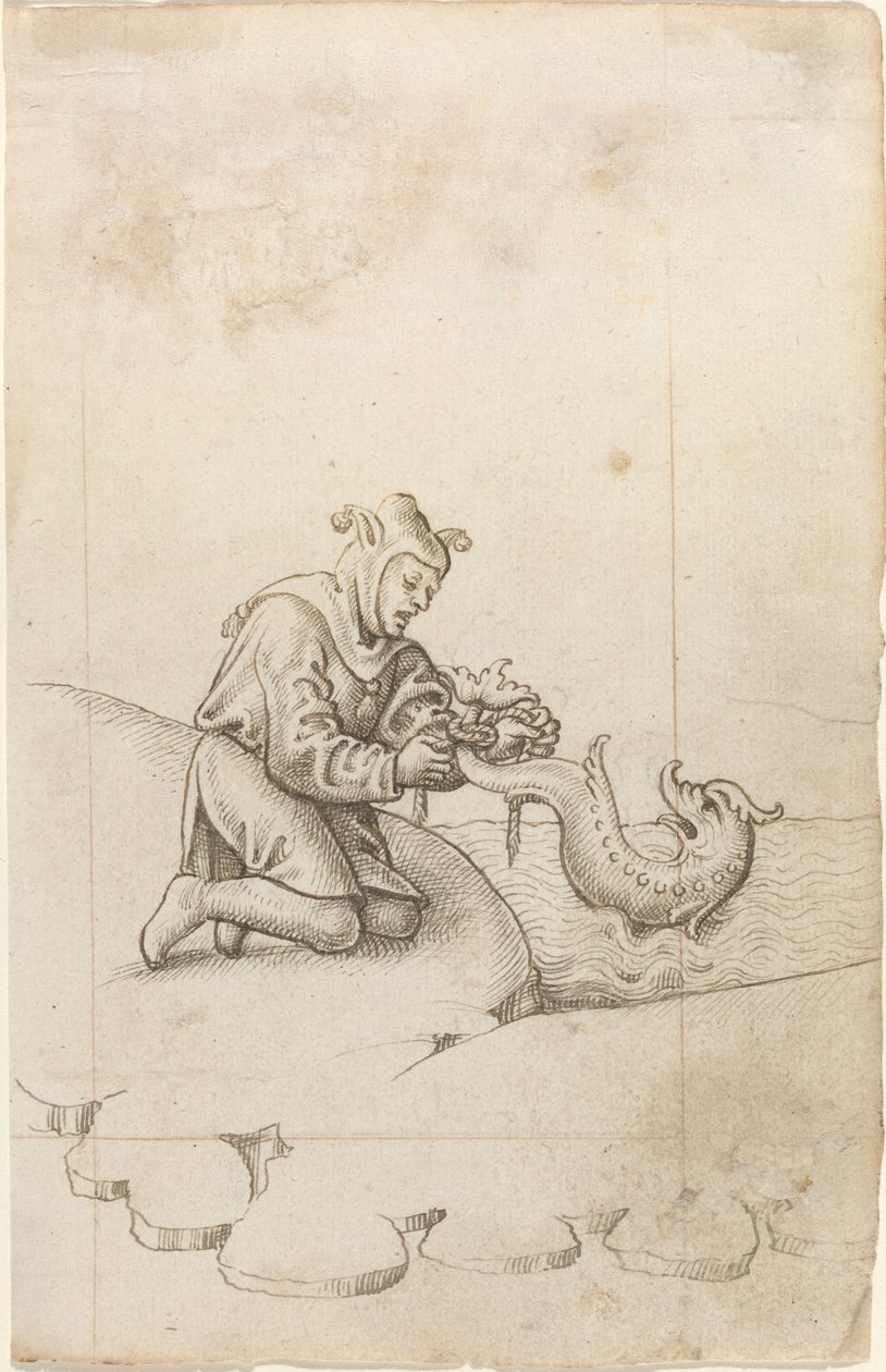 „Farkánál fogva kötsz egy delfint” [fol. 17 recto] alkotó: French early 16th Century