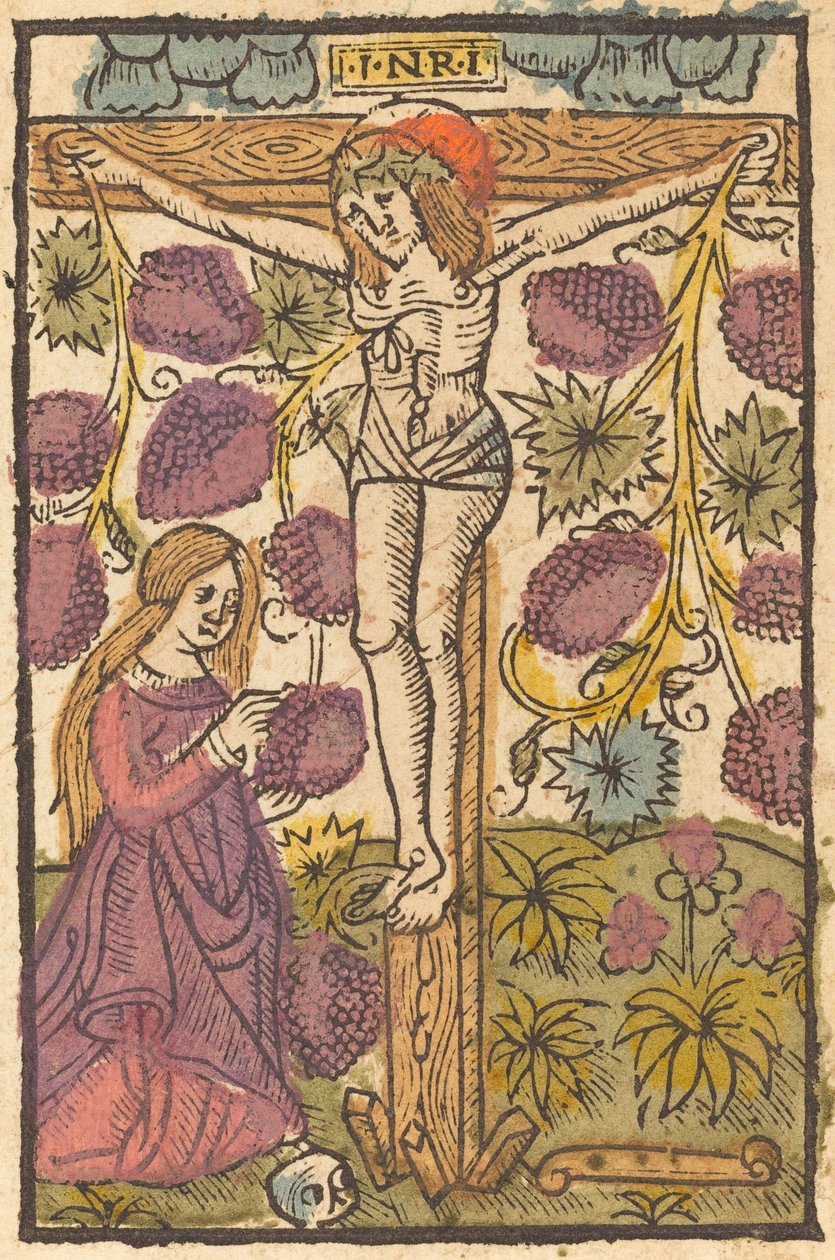 Krisztus a kereszten szőlővel alkotó: French or Netherlandish 15th Century
