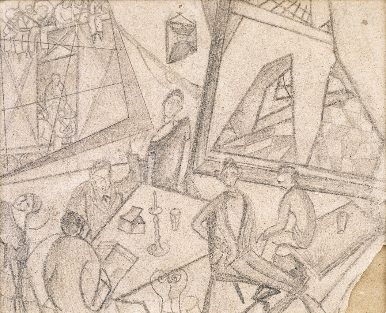 Frida és kortársai, 1925 körül (ceruza, papír) alkotó: Frida Kahlo