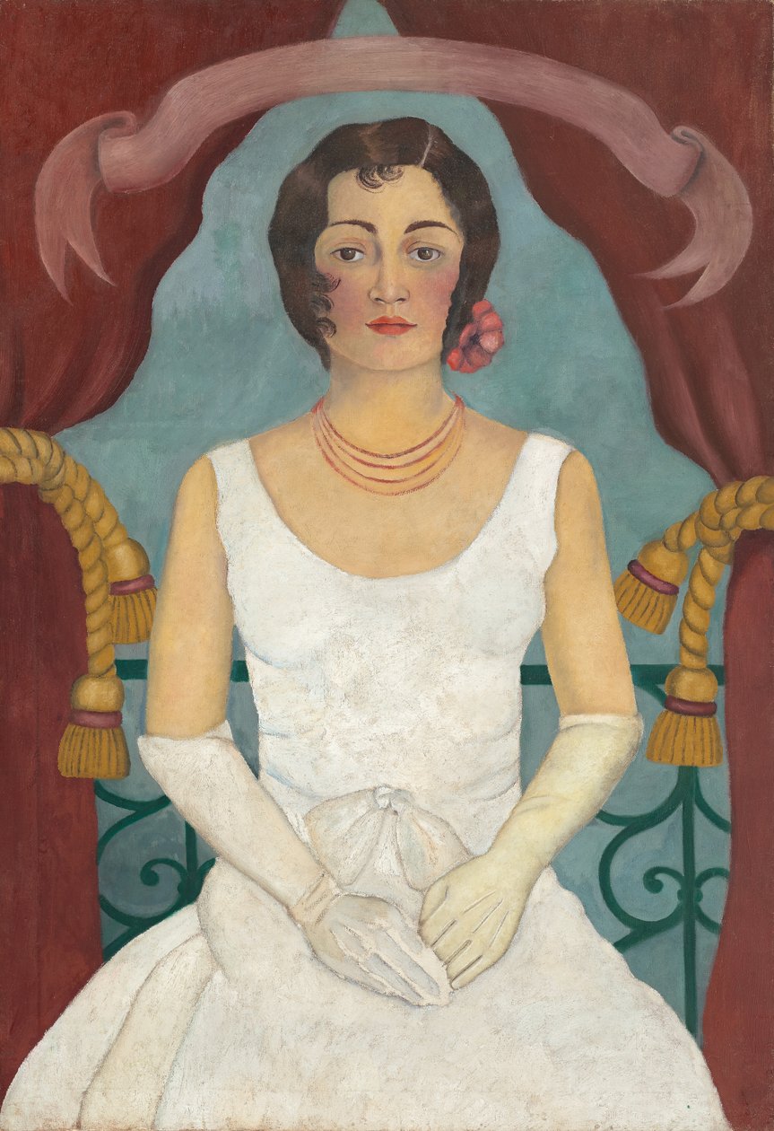 Egy fehér ruhás hölgy portréja, 1929 körül (olaj, vászon) alkotó: Frida Kahlo