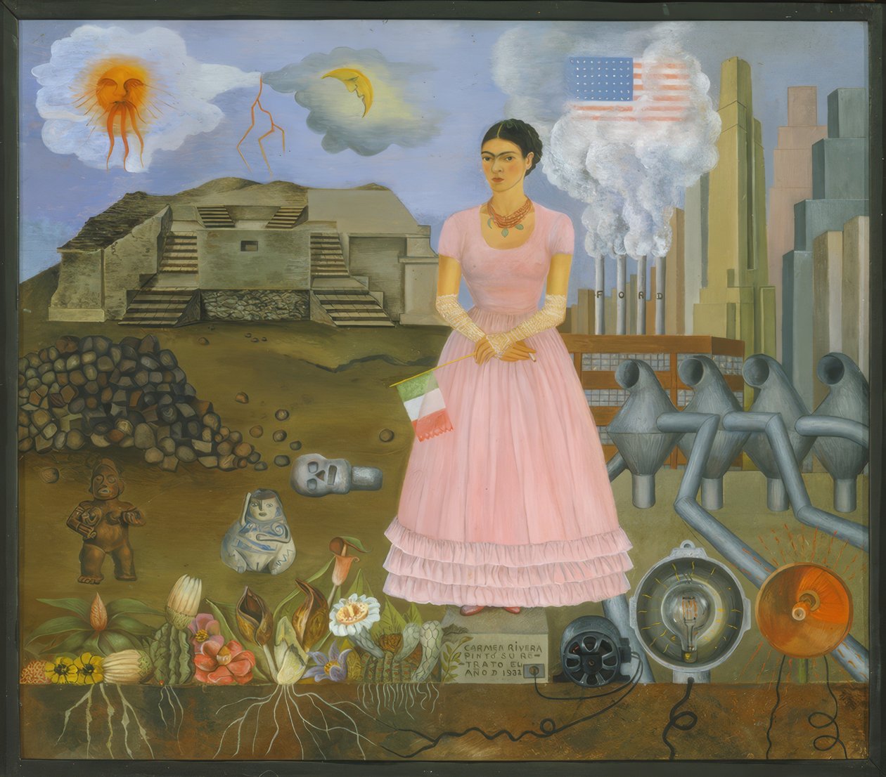 Önarckép a mexikói és az amerikai határon alkotó: Frida Kahlo
