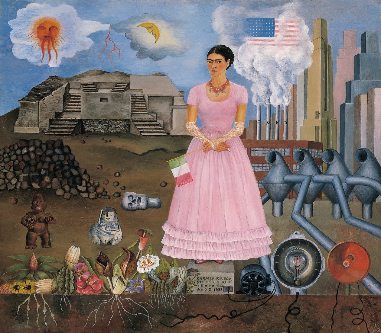 Önarckép a mexikói és az amerikai határon alkotó: Frida Kahlo