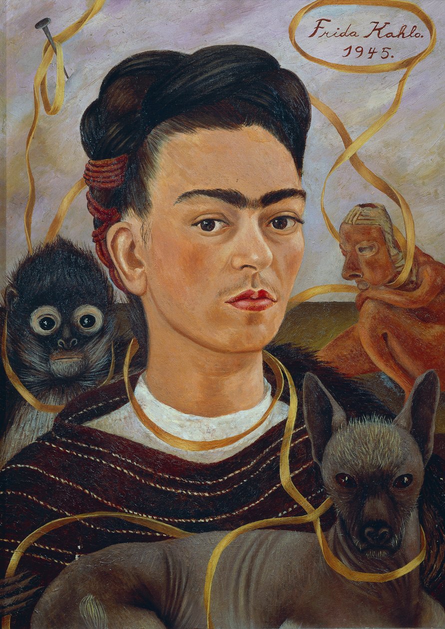 Önarckép Changuitóval alkotó: Frida Kahlo