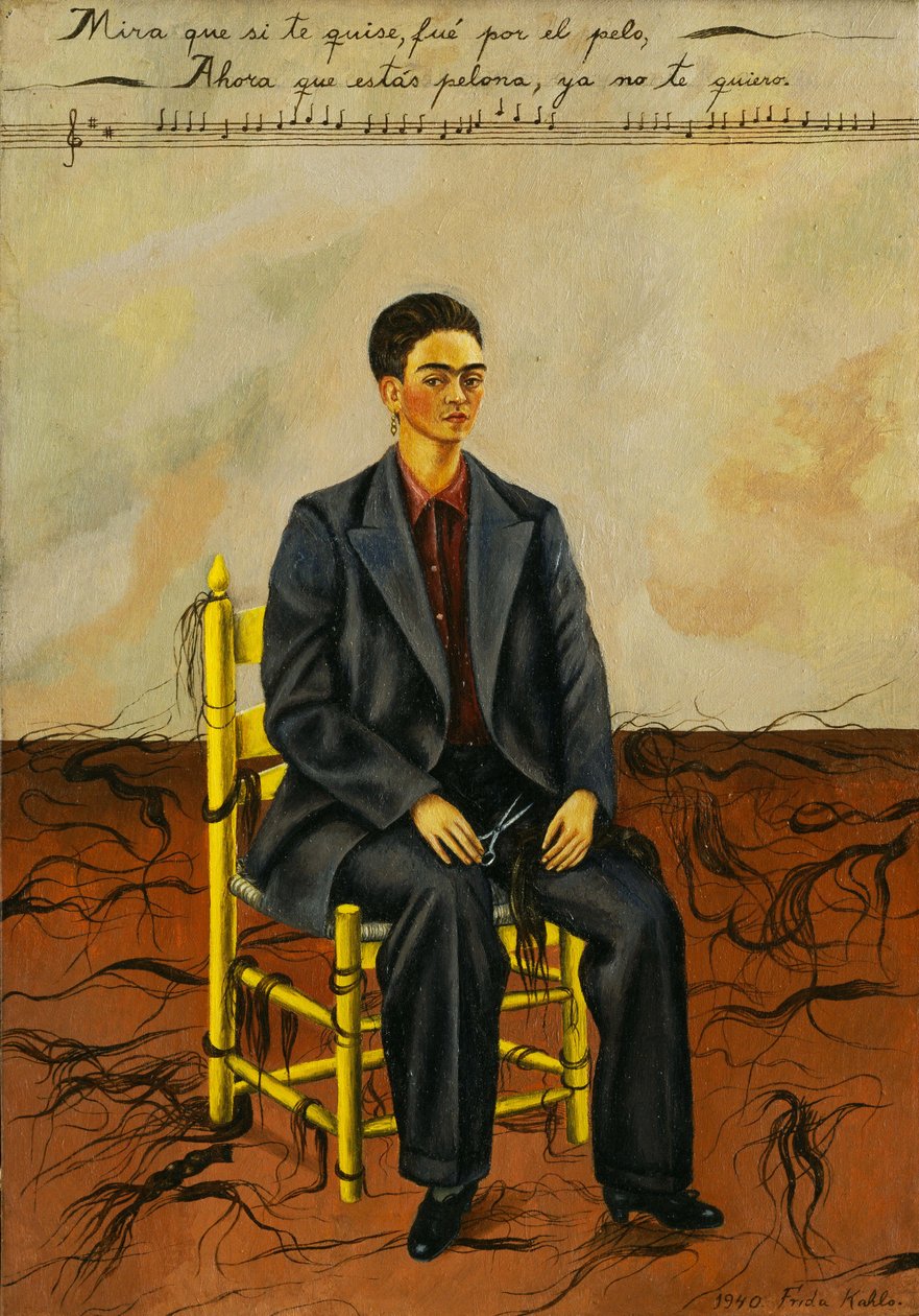 Önarckép levágott hajjal alkotó: Frida Kahlo
