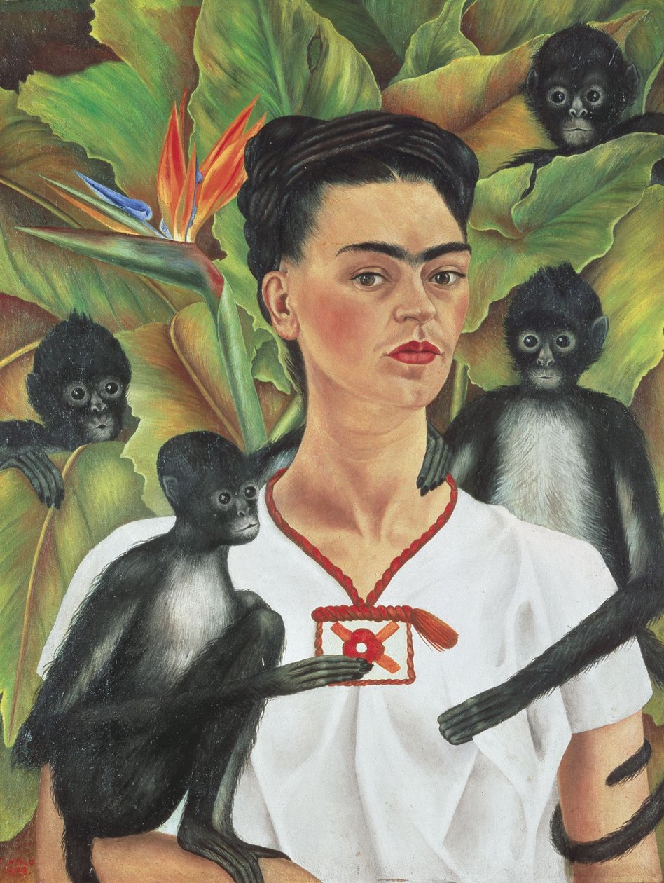 Önarckép majmokkal alkotó: Frida Kahlo