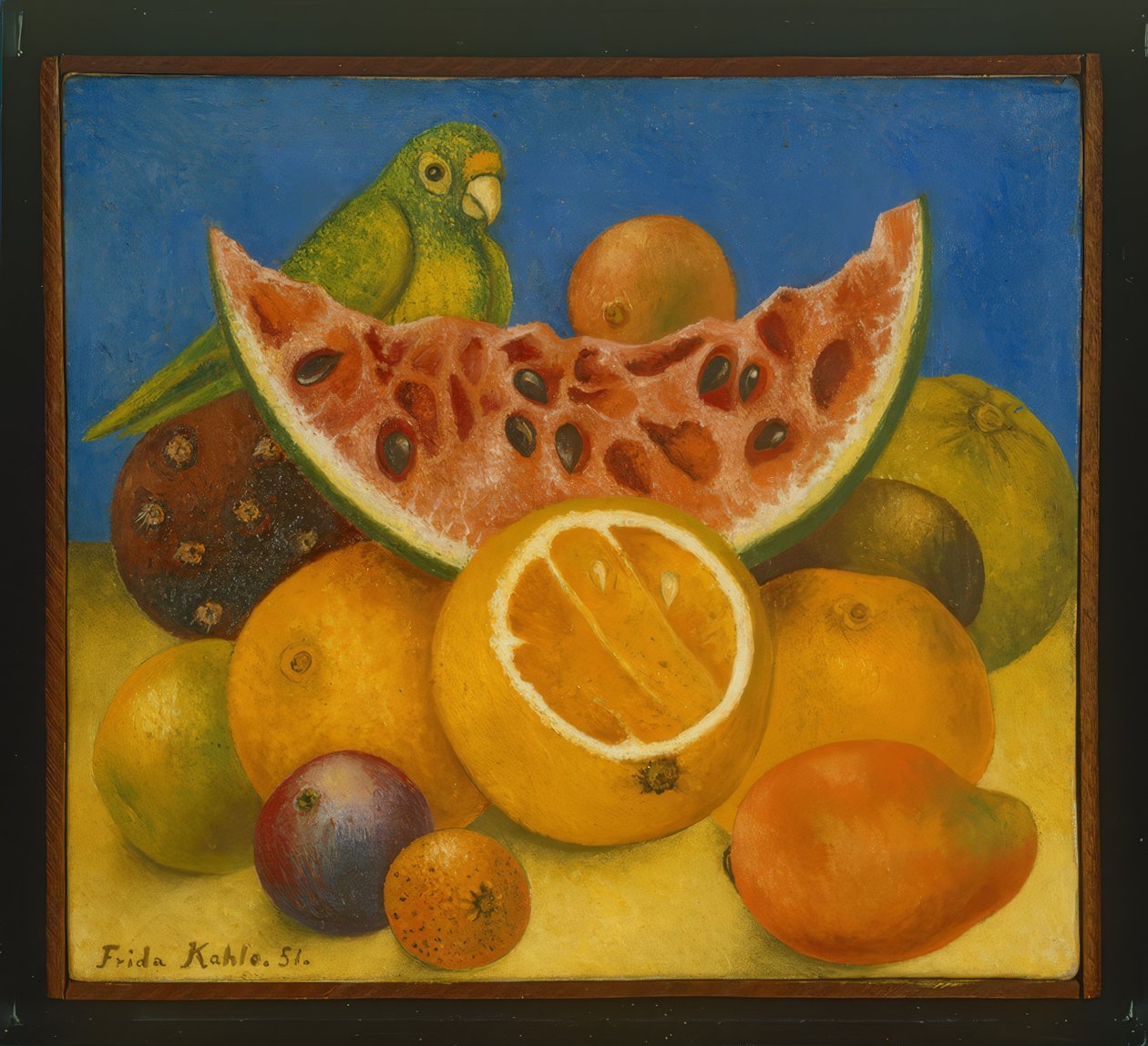 Csendélet papagájjal alkotó: Frida Kahlo