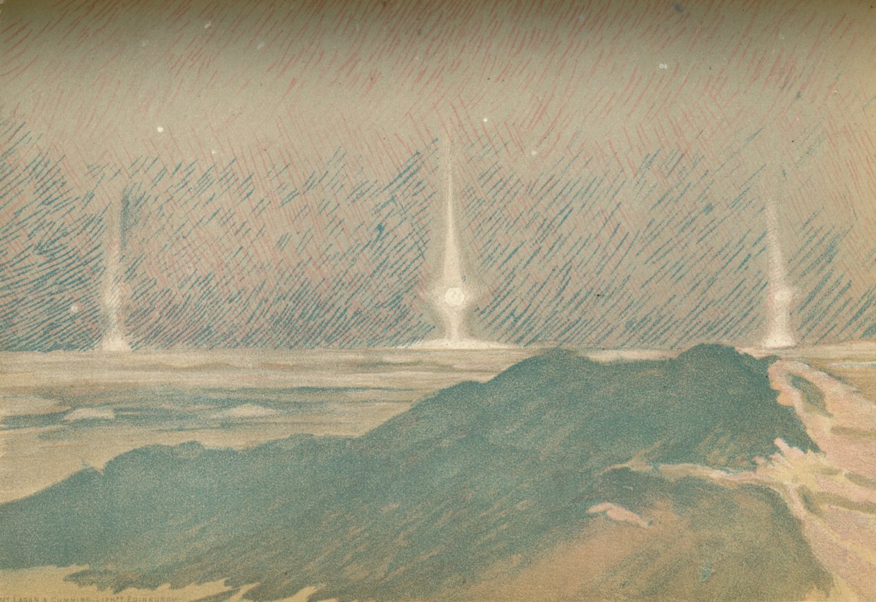 Holdfény jelenségek a sarki éjszaka kezdetén, 1893. november, 1897 alkotó: Fridtjof Nansen