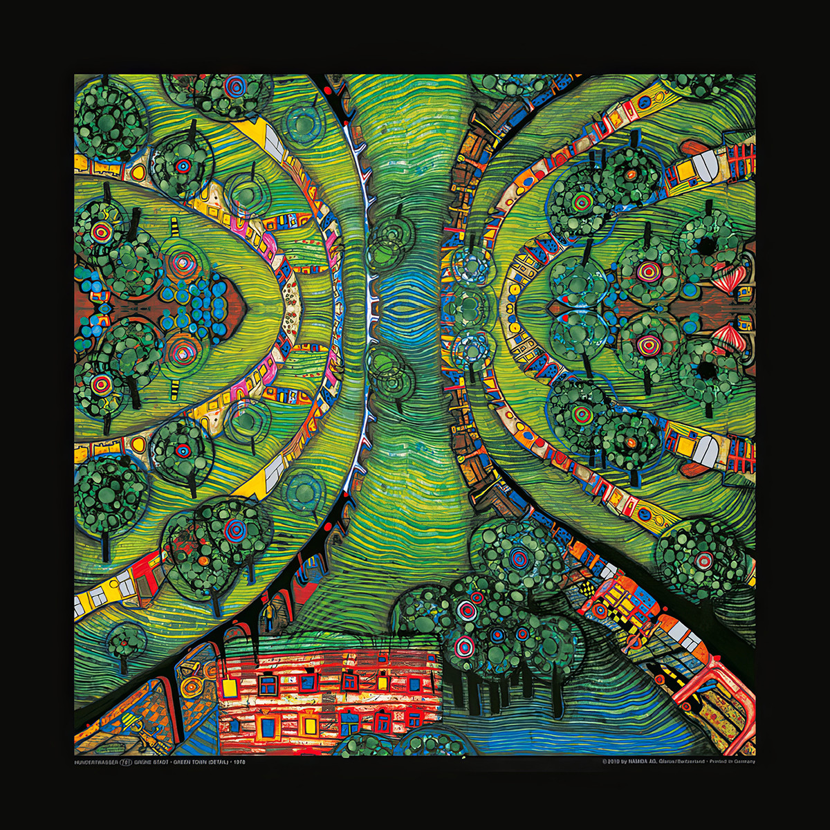 A zöld város (adaptáció) alkotó: Friedensreich Hundertwasser