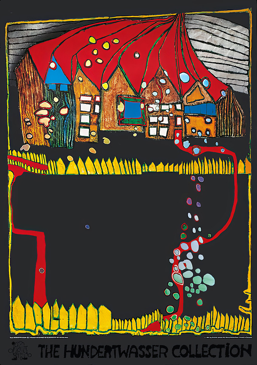 Házak a hóban alkotó: Friedensreich Hundertwasser