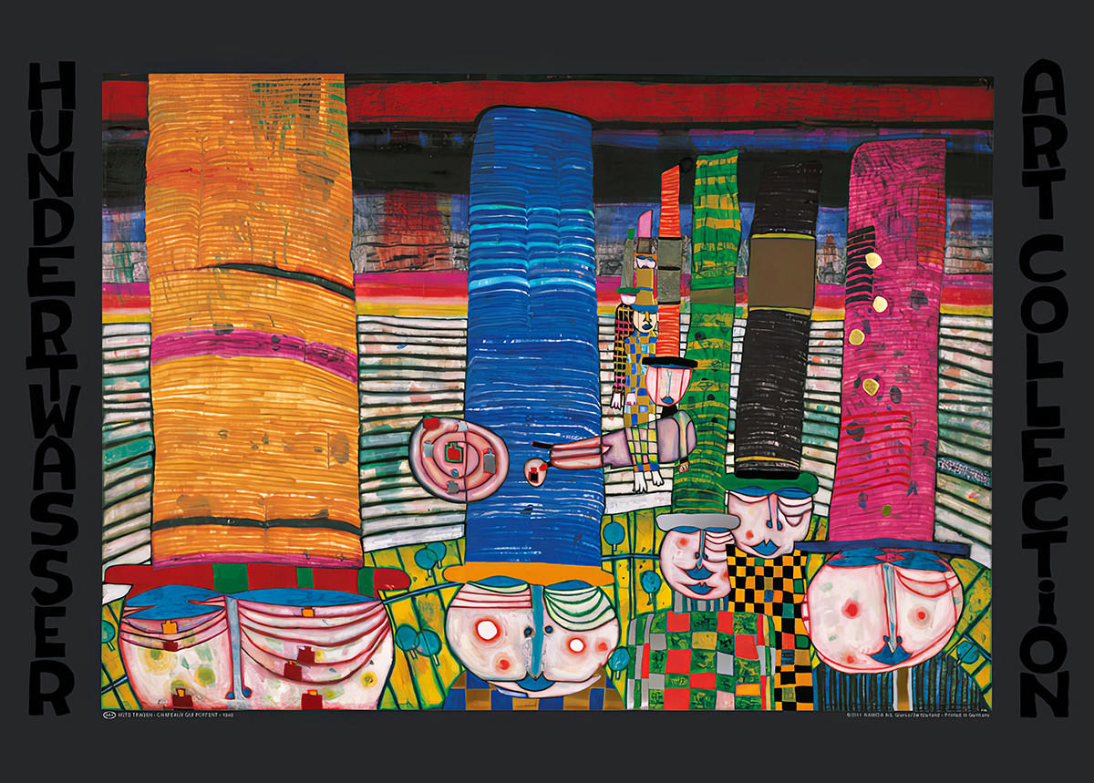 Kalapok viselése alkotó: Friedensreich Hundertwasser