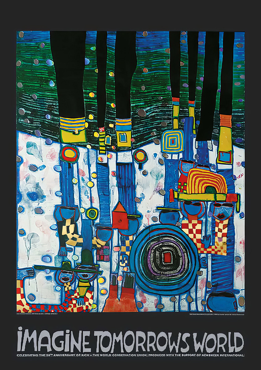 Képzeld el a holnap világát (kék változat) alkotó: Friedensreich Hundertwasser