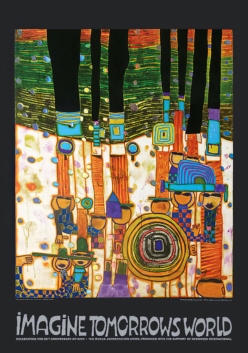 Képzeld el a holnap világát (narancssárga változat) alkotó: Friedensreich Hundertwasser