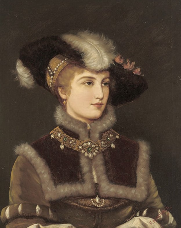 Egy fiatal hölgy portréja prémes kalapban alkotó: Friedrich August von Kaulbach