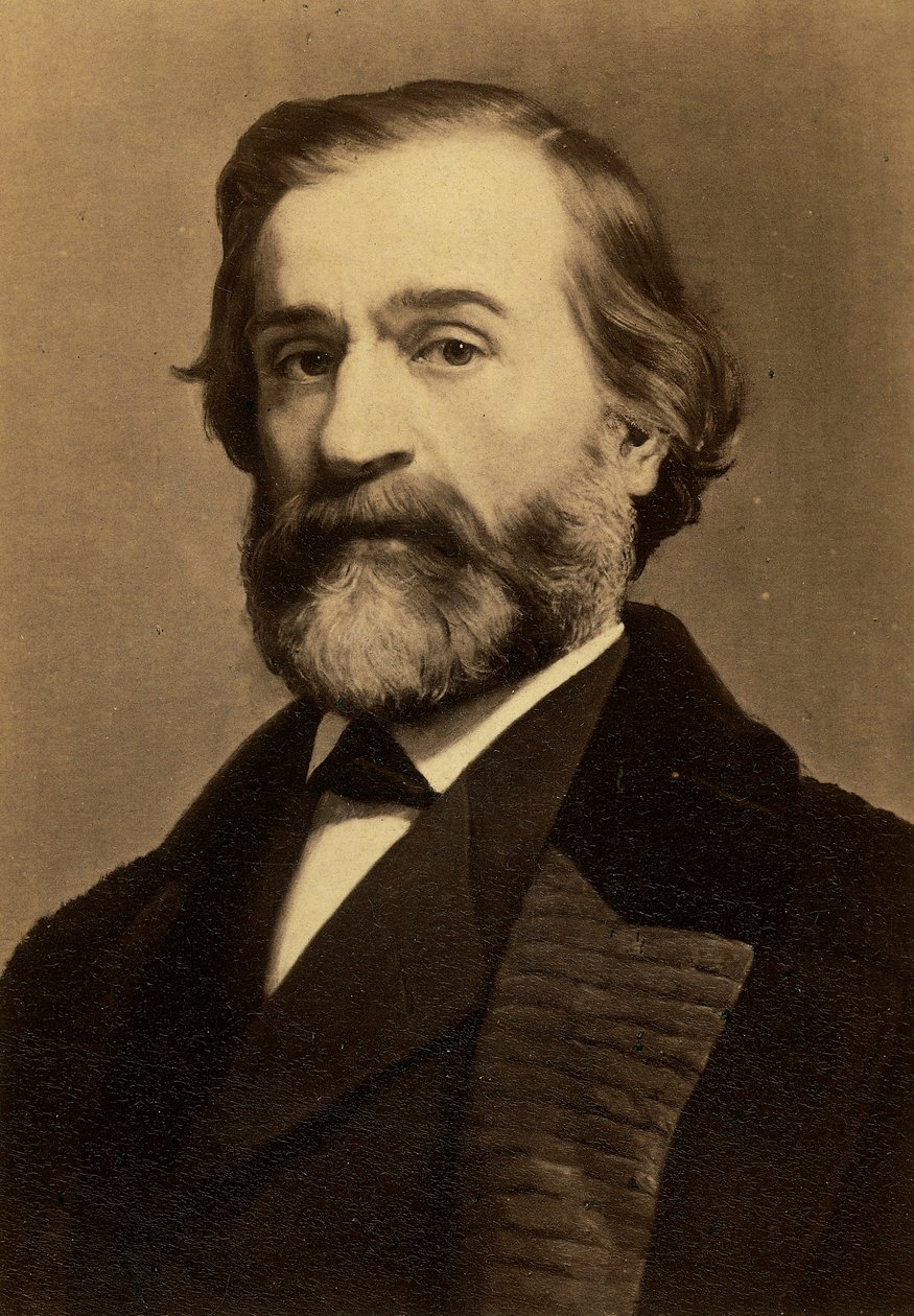 Giuseppe Verdi zeneszerző portréja, 1870 körül (zselatinos ezüstnyomat) alkotó: Friedrich Bruckmann Verlag