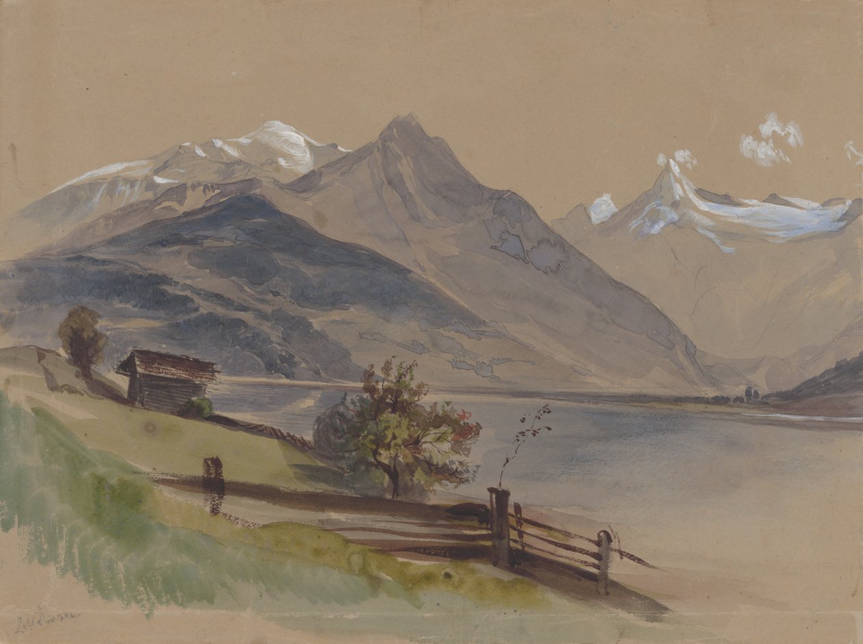 Alpesi táj egy tóval alkotó: Friedrich Carl von Scheidlin
