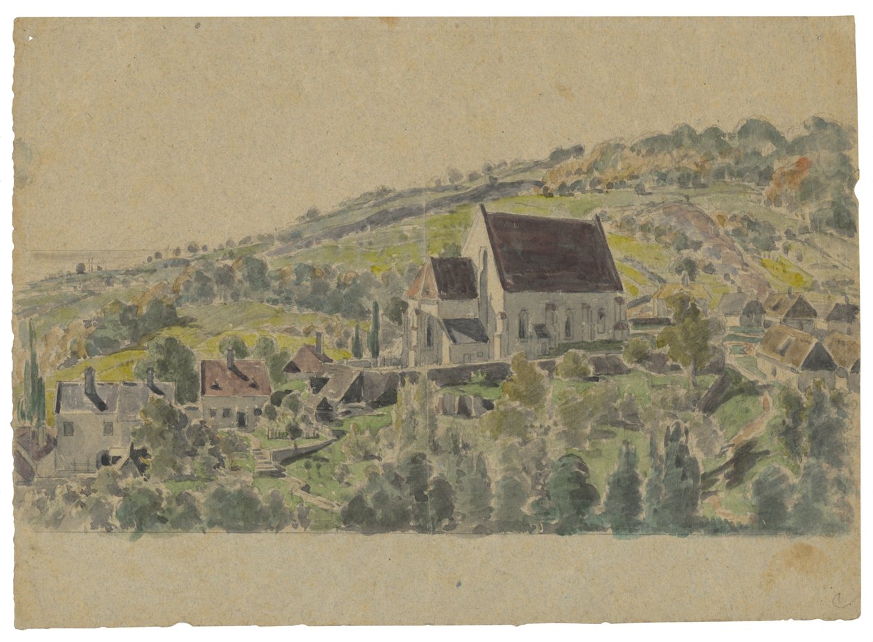 Kilátás a gótikus templomra Jurban Pozsony közelében alkotó: Friedrich Carl von Scheidlin
