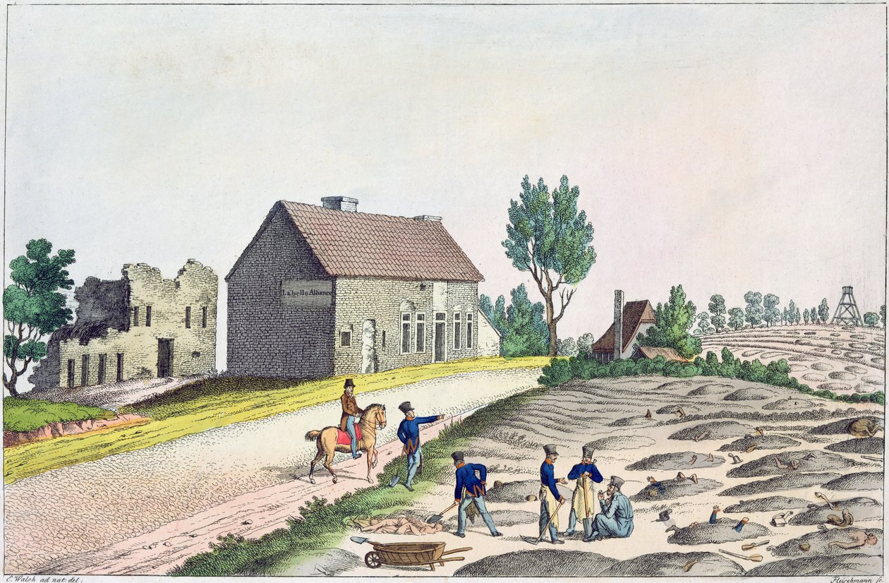 A Belle Alliance Farm a waterlooi csata után, 1815. június 18 alkotó: Friedrich Fleischmann