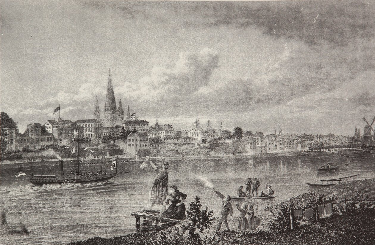 Acélmetszet Friedrich Foltz rajnai albumából alkotó: Pierre Joseph Redouté