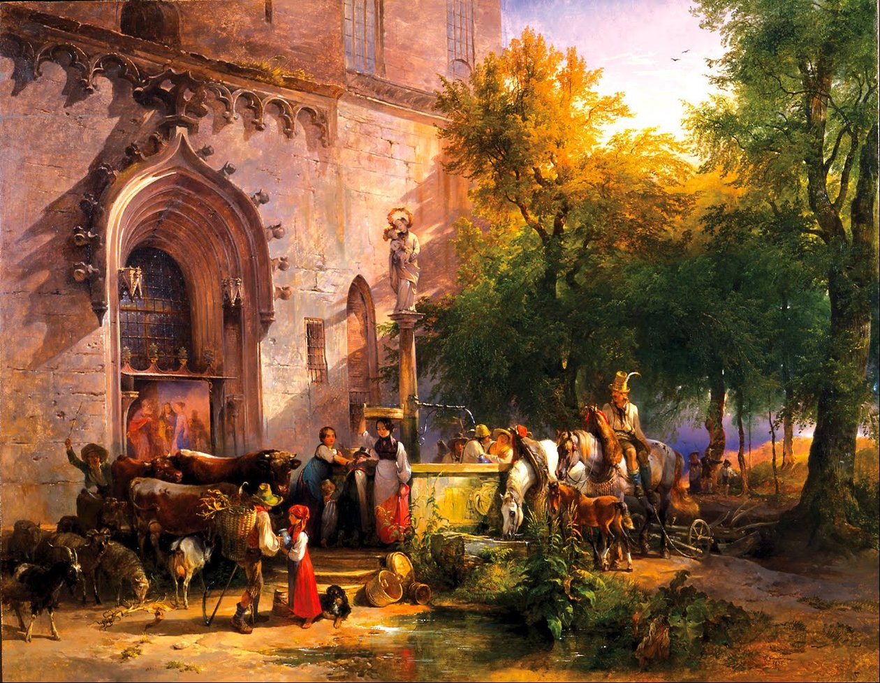 Német: nDeutsch: Am KlosterbrunnennA kolostor szökőkútjánál alkotó: Friedrich Gauermann