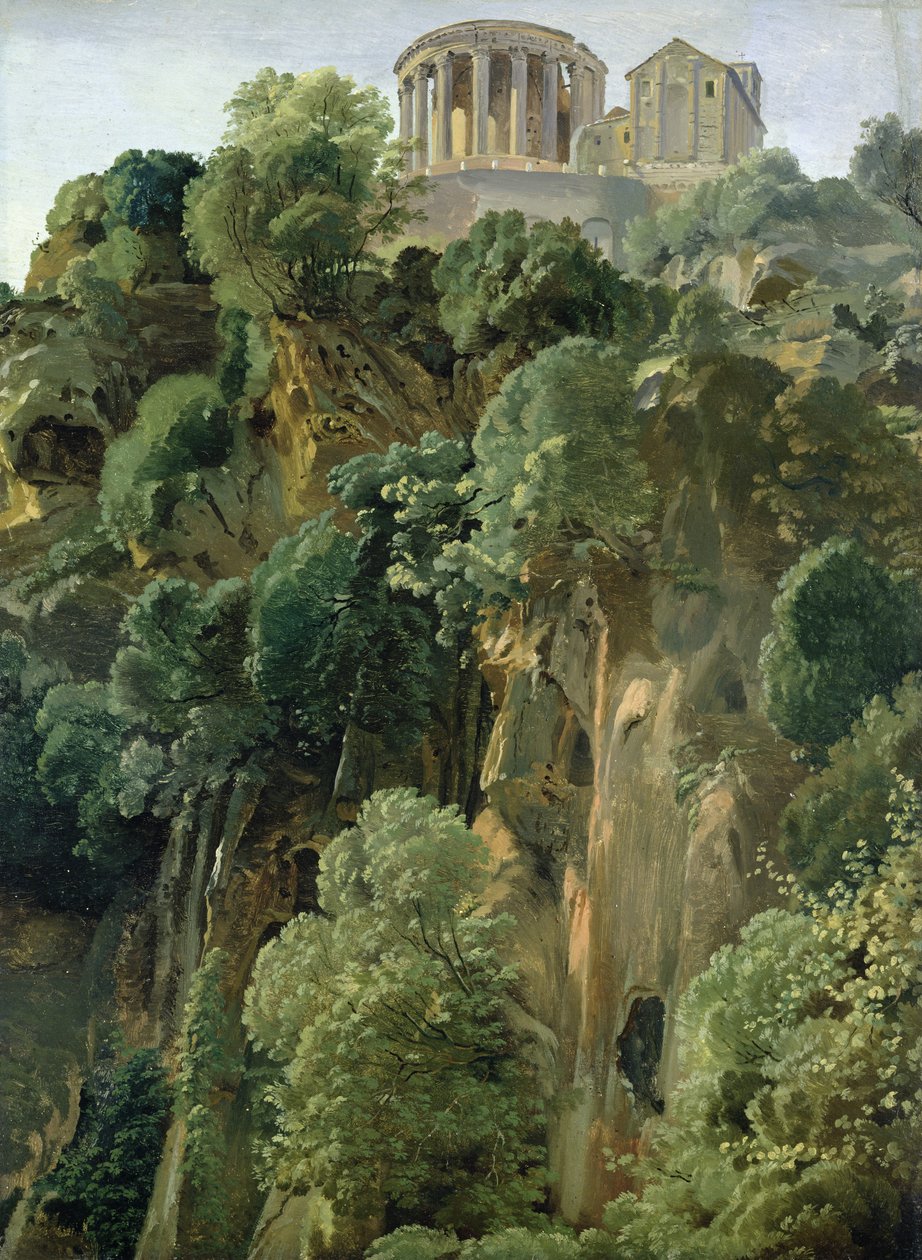 Vesta temploma és a Szibillák Tivoliban, 1834 (olaj, papír a fedélzeten) alkotó: Friedrich Nerly