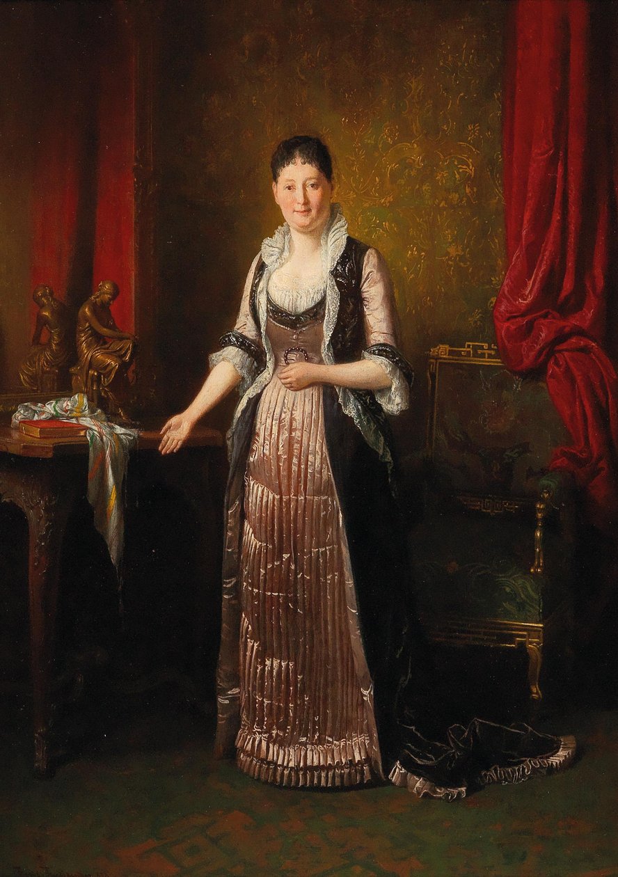 Groburgerliches Interieur mit DamenEnglish: Lady in a Bourgeoise Interiorn alkotó: Friedrich Ritter von Friedlander Malheim