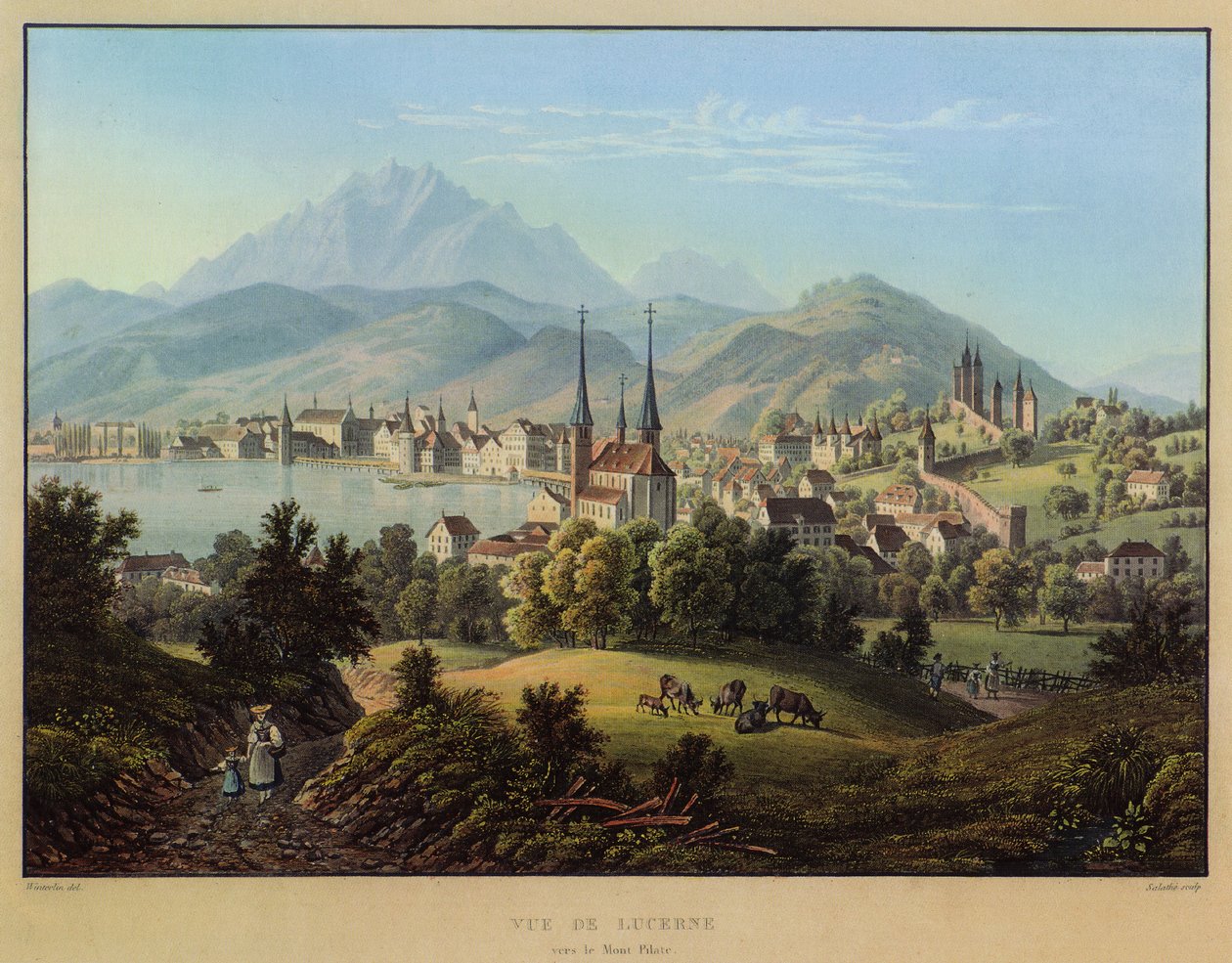LUCERNE -NÉZET a Pilatus -hegy felé alkotó: Friedrich Salathé