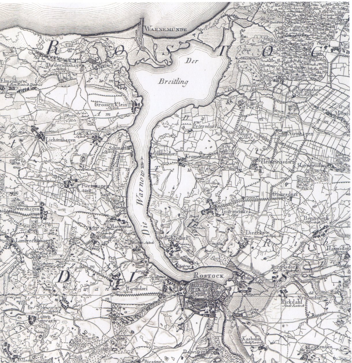 Rostock térképe 1788 alkotó: Friedrich Wilhelm Karl von Schmettau