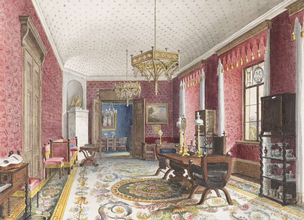A vörös szoba, Schloss Fischbach alkotó: Friedrich Wilhelm Klose