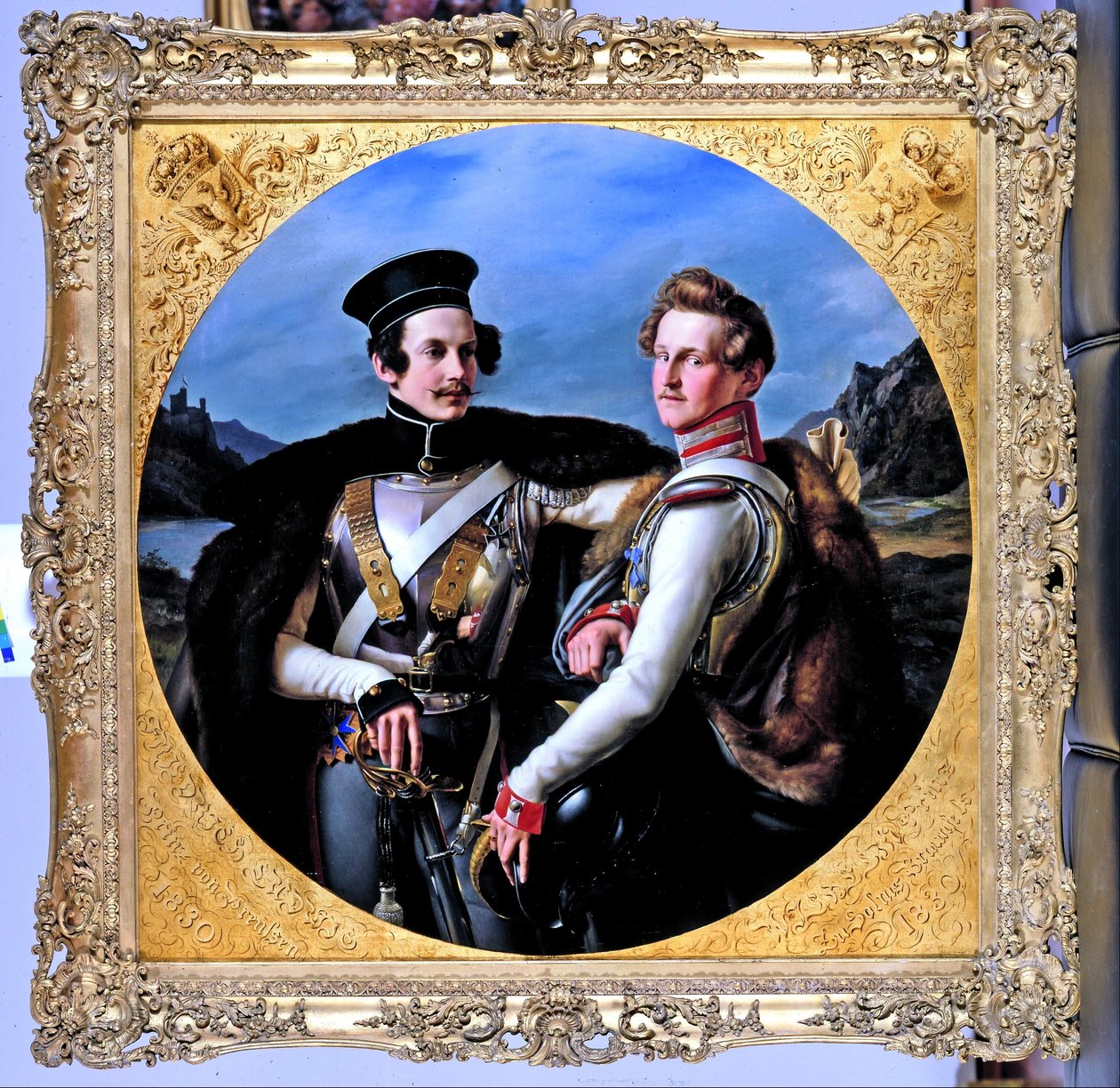 Friedrich Wilhelm porosz herceg és Wilhelm zu Solms-Braunfels herceg kettős portréja kurír egyenruhában alkotó: Friedrich Wilhelm von Schadow