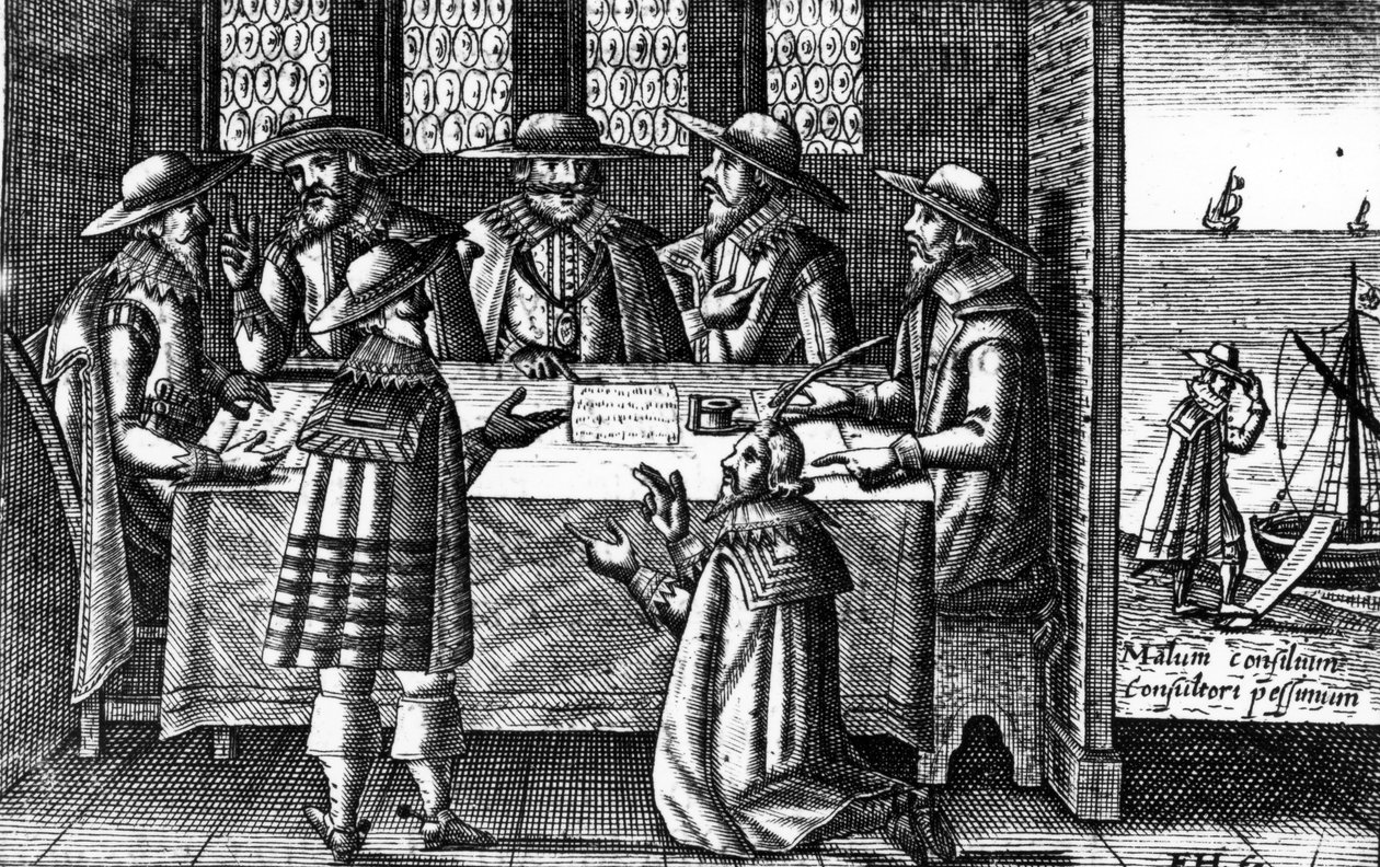 Stafford szelfit készít, illusztrációja George Carleton „A hálás emlékezet Isten irgalmára” című könyvéből, 1627-ben. alkotó: Friedrich van Hulsen