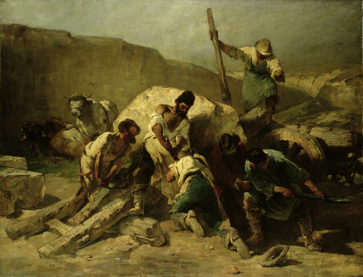 Kőtömbök szállítása alkotó: Friedrich von Keller