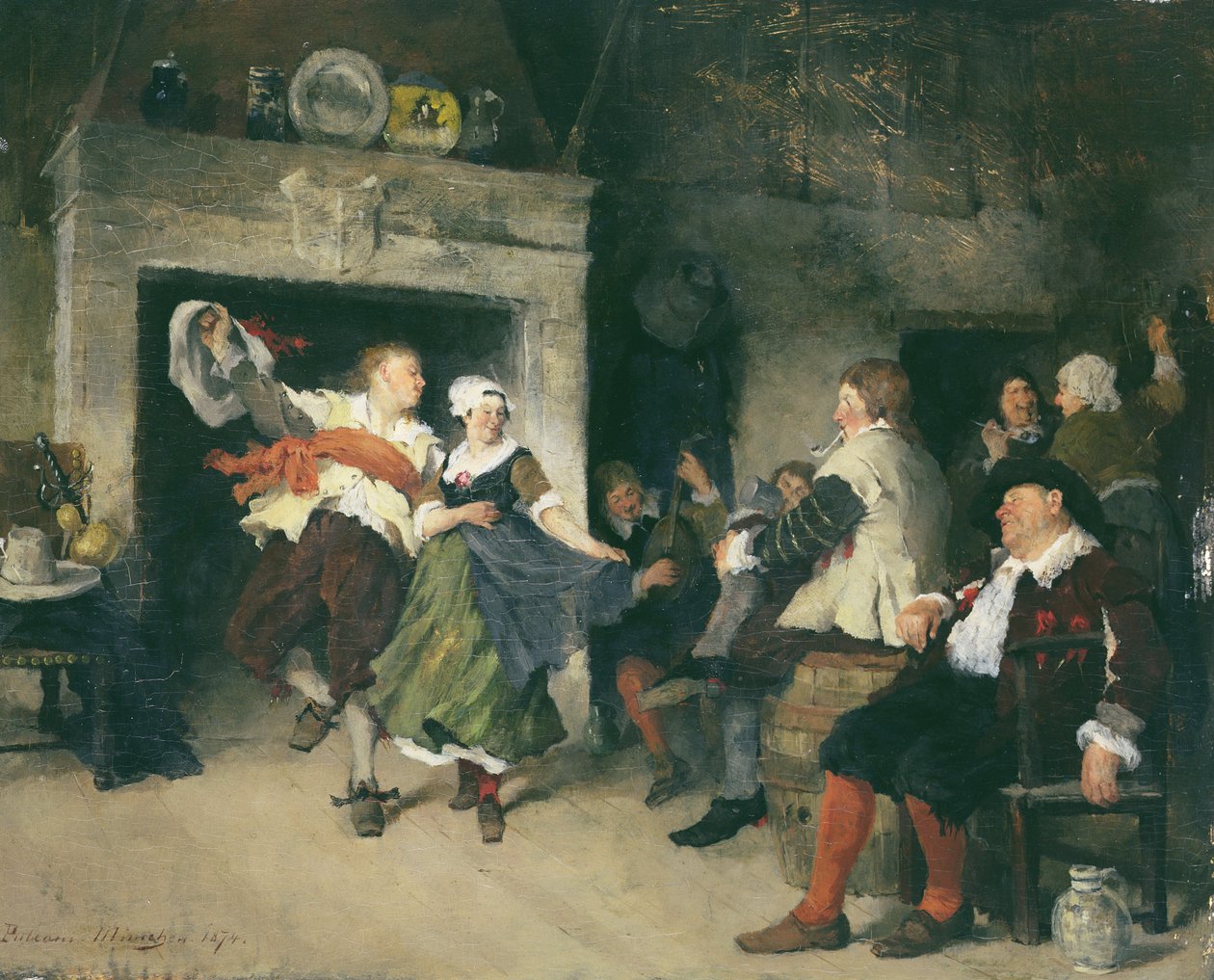 Pár táncol egy kocsmában, 1874 alkotó: Friedrich von Puteani