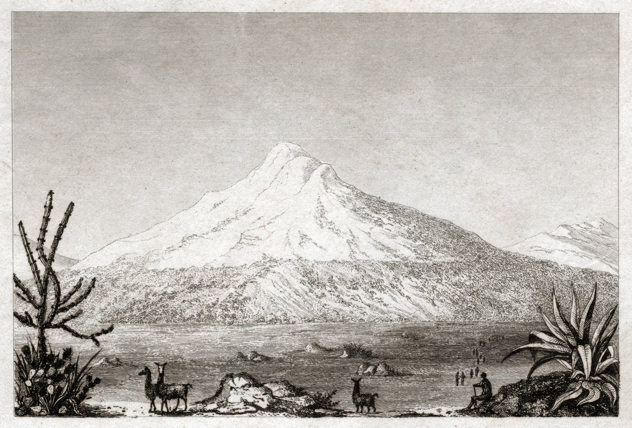 Chimborazo vulkán. (metszet, kb. 1840) alkotó: Friedrich Alexander Baron von (after) Humboldt