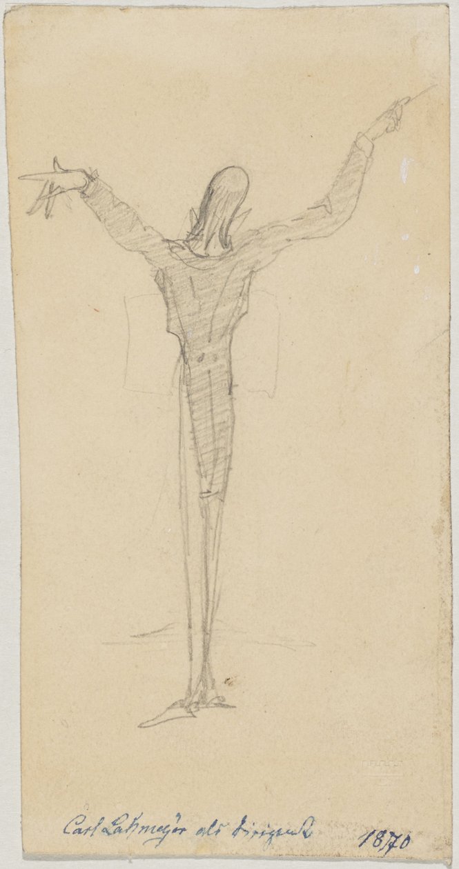 Karikatúra Carl Lahmeyer karmesterként alkotó: Friedrich August von Kaulbach
