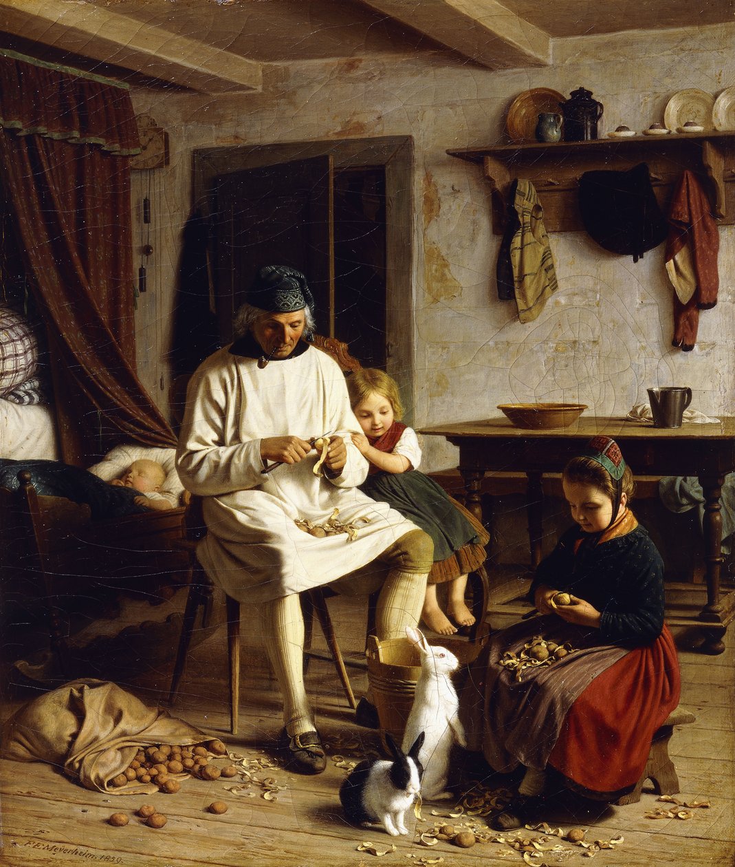 Családi munkák, 1859 alkotó: Friedrich Edouard Meyerheim