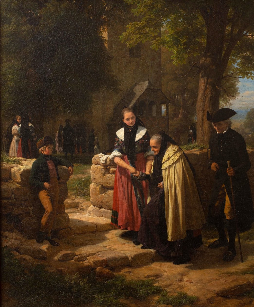 A templom előtt. alkotó: Friedrich Eduard Meyerheim