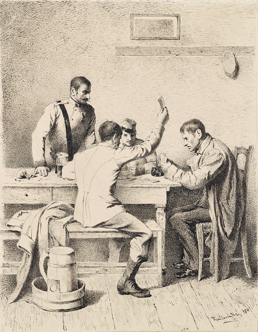 Katonák kártyáznak alkotó: Friedrich Friedländer Ritter von Malheim