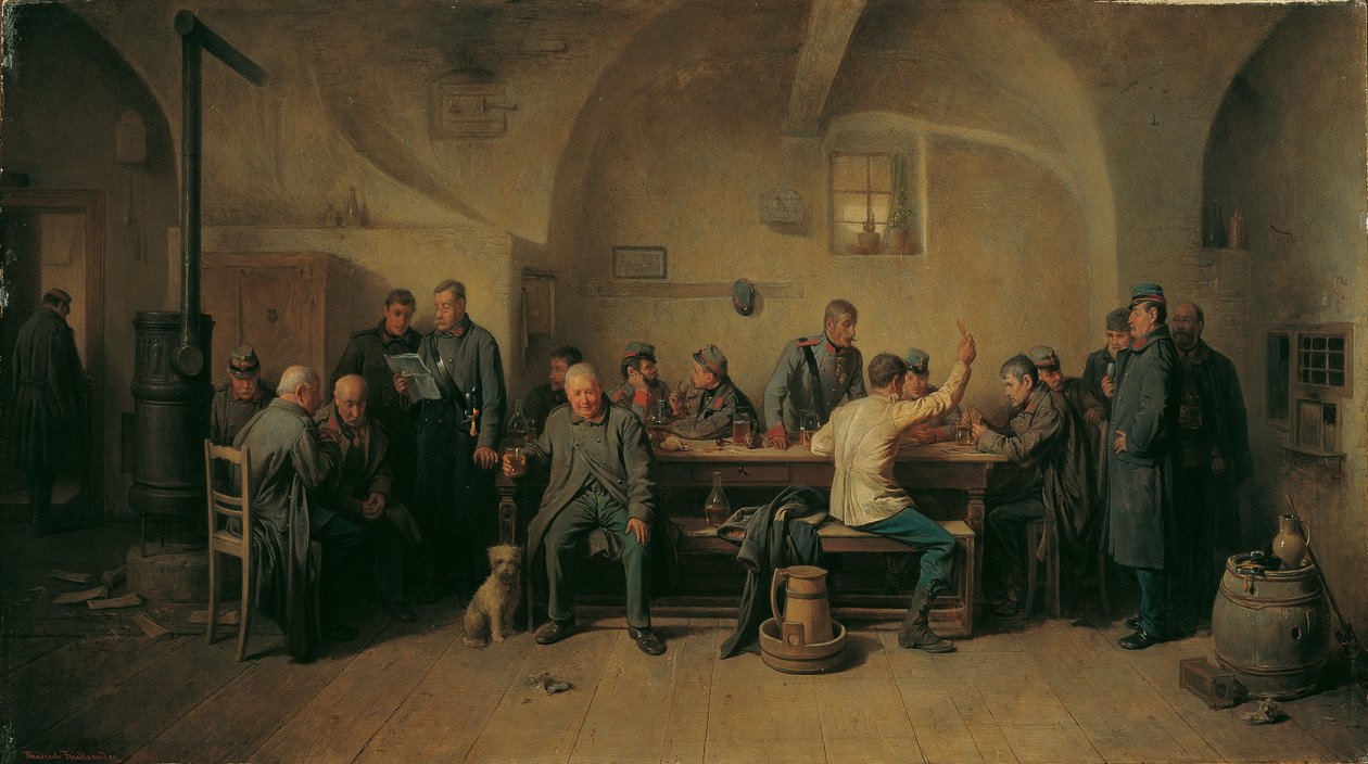Katonák a kantinban alkotó: Friedrich Friedländer Ritter von Malheim
