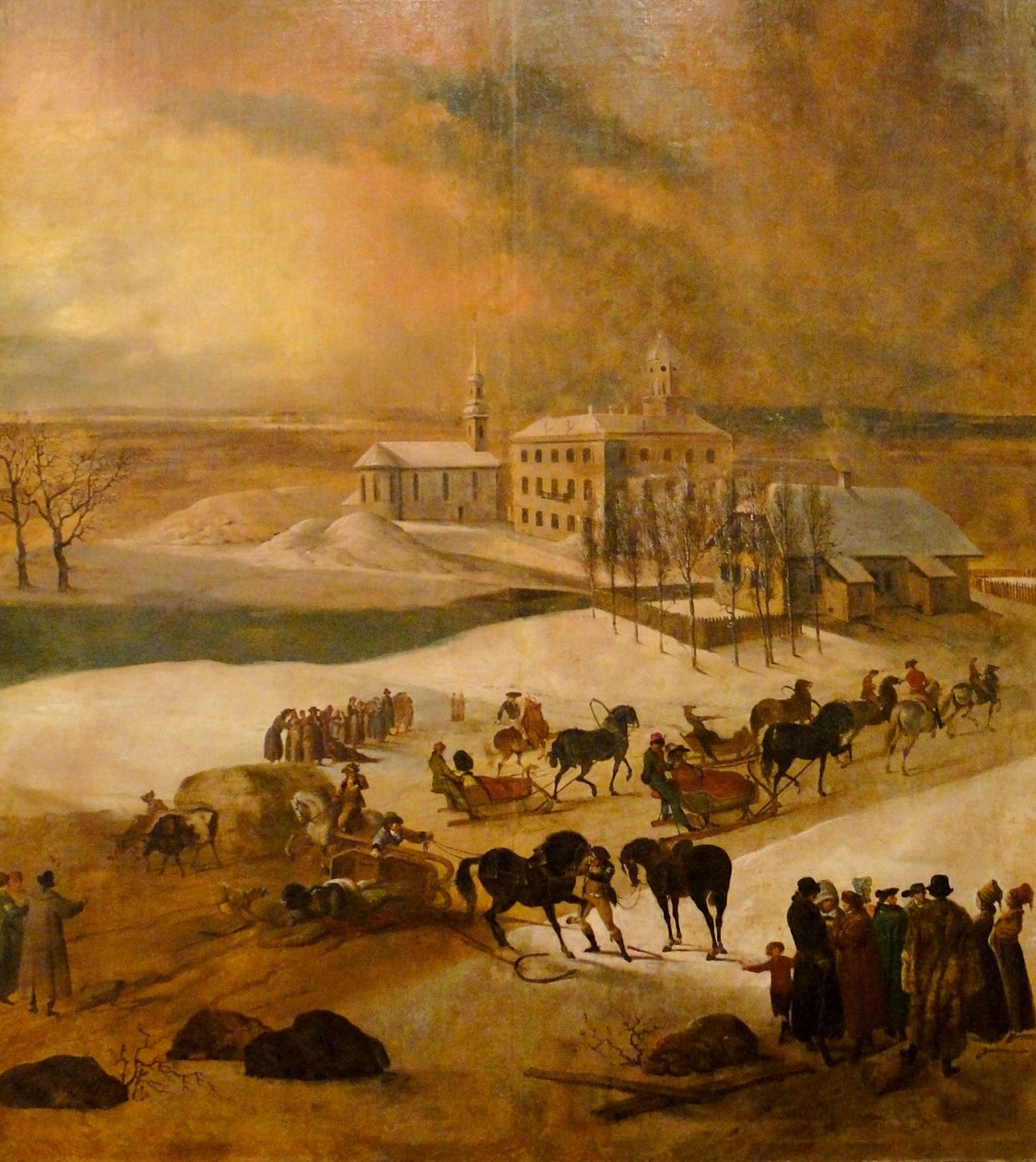 Poltsamaa kastély téli képe Részlet, 1793 alkotó: Friedrich Hartmann Barisien