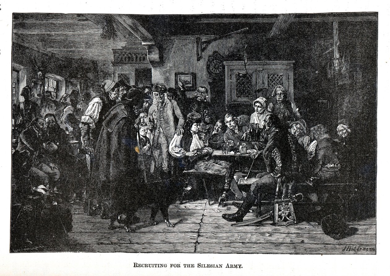 Toborzás a sziléziai hadseregbe, 1882 alkotó: Friedrich Hiddemann