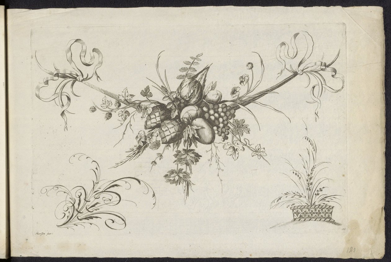 Festool van vruchten, bladeren en bloemen Különféle új virágok és gyümölcsök ünnepe (sorozat címe) alkotó: Friedrich Jacob Morisson
