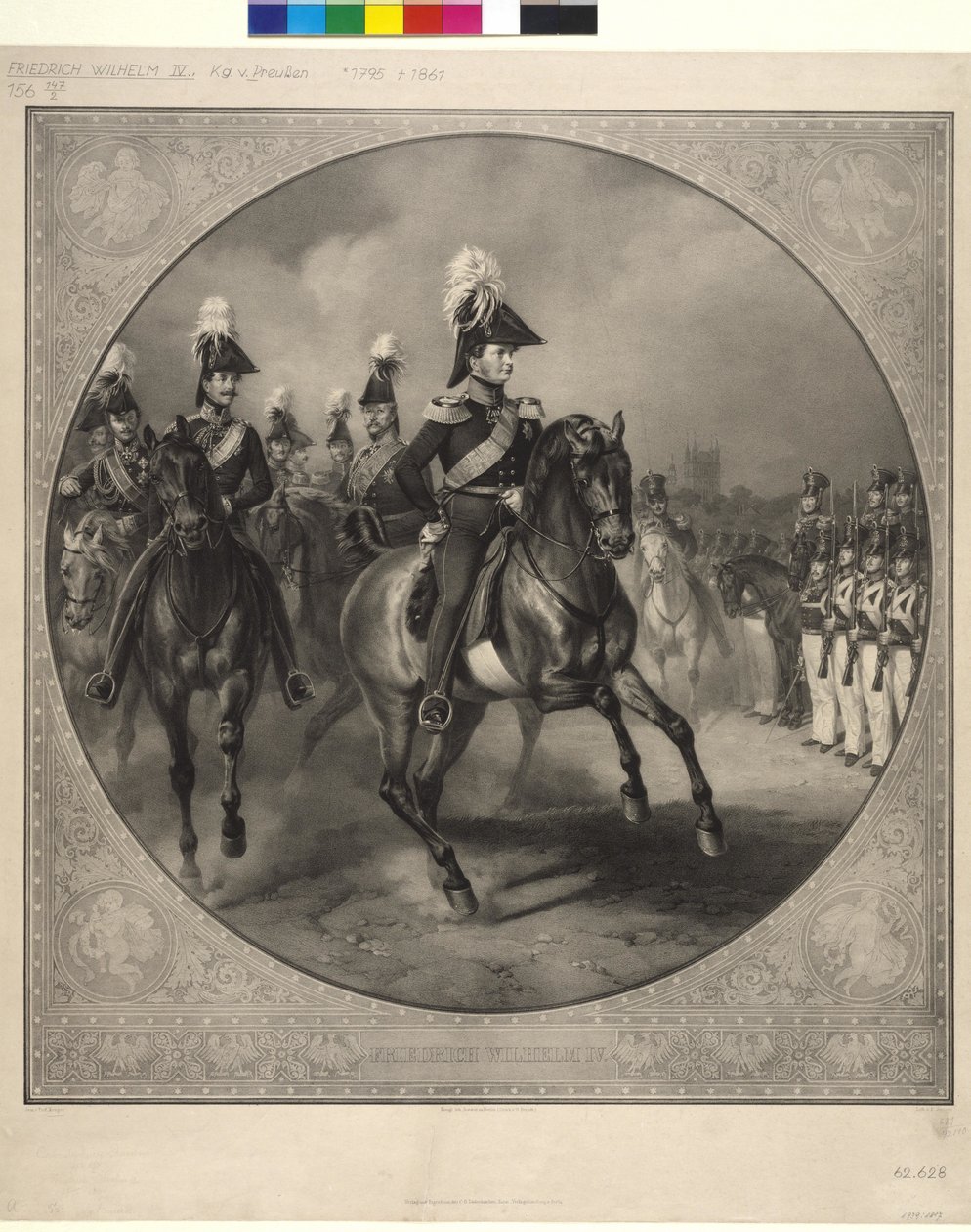 IV. Frigyes Vilmos lovas portréja (litográfia) alkotó: Friedrich Jentzen