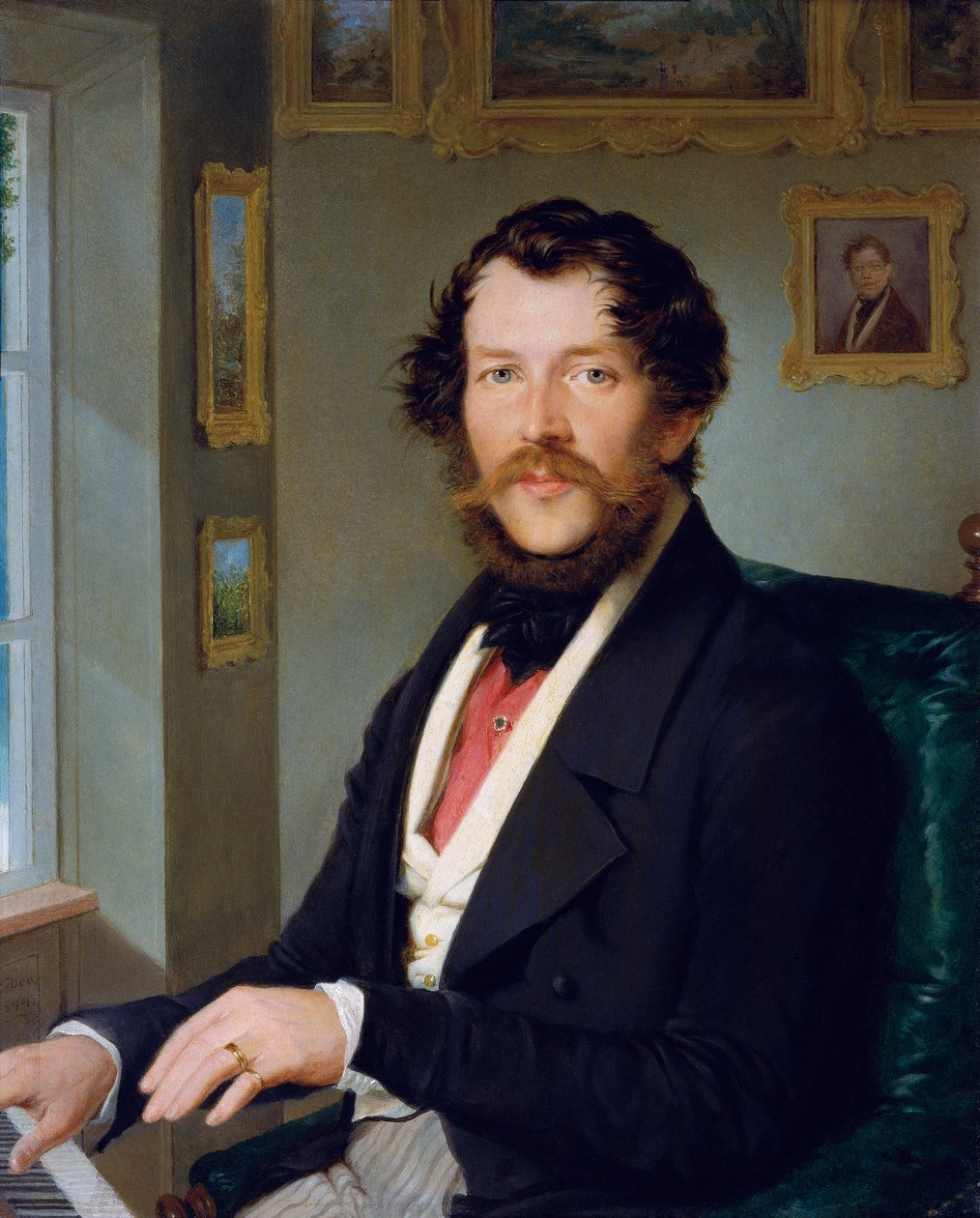 Egy úriember portréja a zongora előtt alkotó: Friedrich Johann Gottlieb Lieder