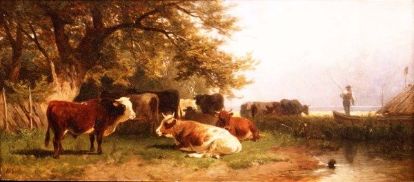 Szarvasmarha itatás a tájon alkotó: Friedrich Johann Voltz